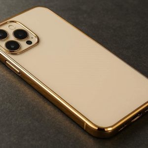 Electroplated Luxury Phone Case Shiny Gold Edge Metallic Trim Soft TPU Shockproof Cover Solid Color Shell