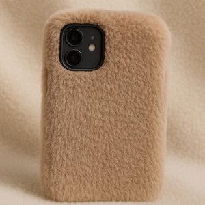 Plush Faux Fur Winter Phone Case Fluffy Soft Cloth Cover Warm Shockproof Protection Skin Solid Color Wrap