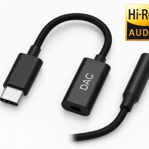 Type C to 3.5mm Headphone Jack Adapter Built in DAC Chip Hi Res Audio Dongle Cable for Smartphones