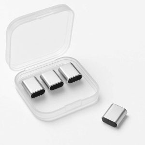 Mini Type C Anti Dust Plugs Metal Charging Port Protectors Cap with Storage Case for Type C Devices