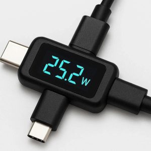 Type C Digital Power Display Adapter Male to Female Real Time Charging Wattage Monitor Connector for Smartphones